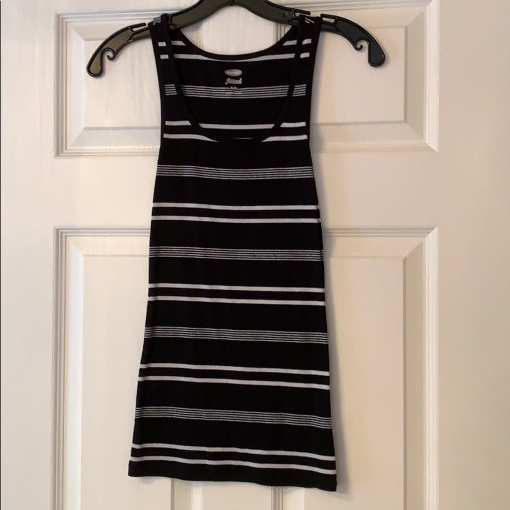 Black and White Stripe Ribbed Stretchy Tank